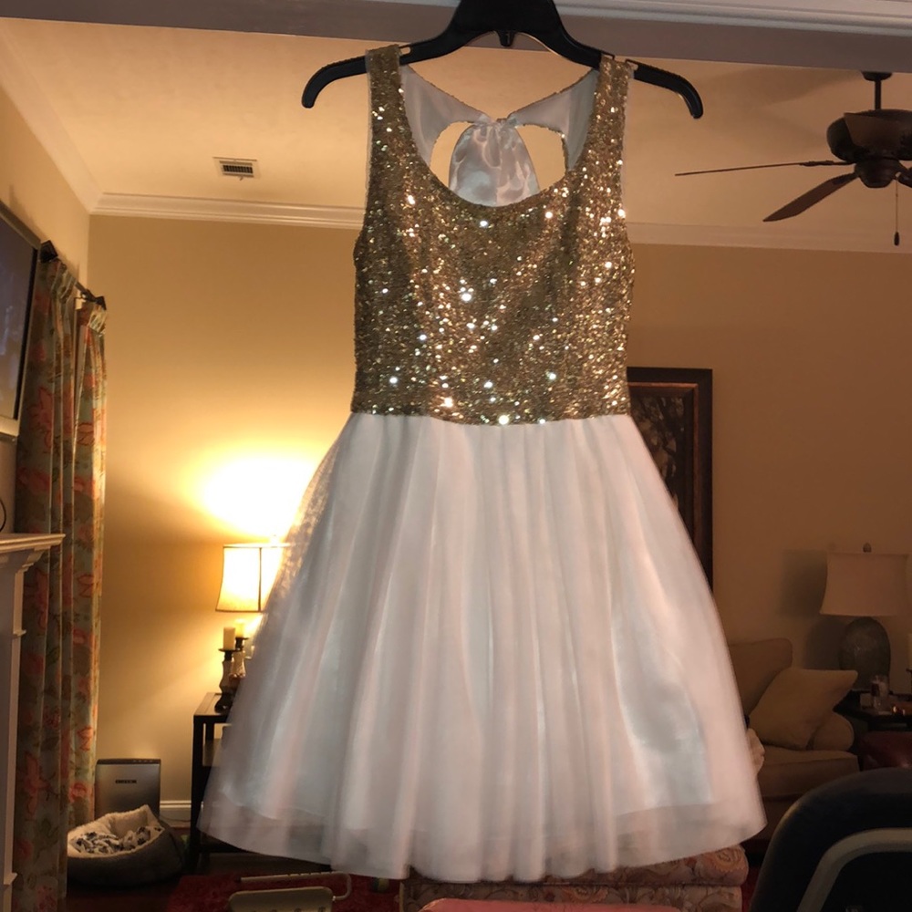 Gold and White Homecoming/ Prom Dress